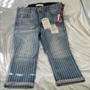 Blue & pink Striped body sculpt Jeans